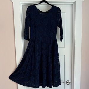 Elegant Navy Lace Dress